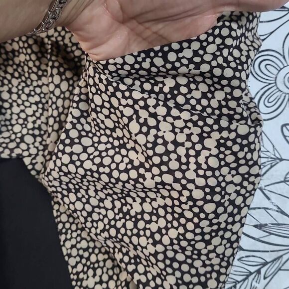 XXI Slouchy spaghetti strap mini dress circle print large black tan party - Picture 6 of 9
